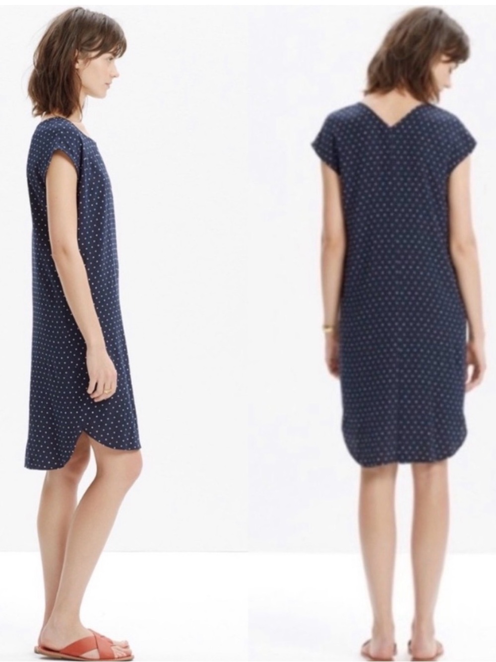 Madewell Navy Dress with White Polka Dots
